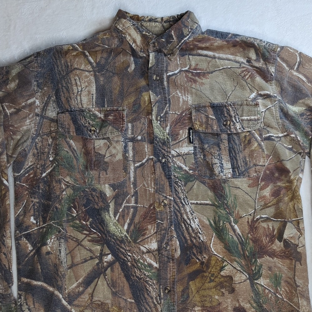 Vtg Remington Realtree Camo Shirt Adult‎ Sz L Button Front Long Sleeve